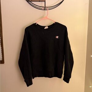 Champion Black Crew Neck with Blue Logo Tag